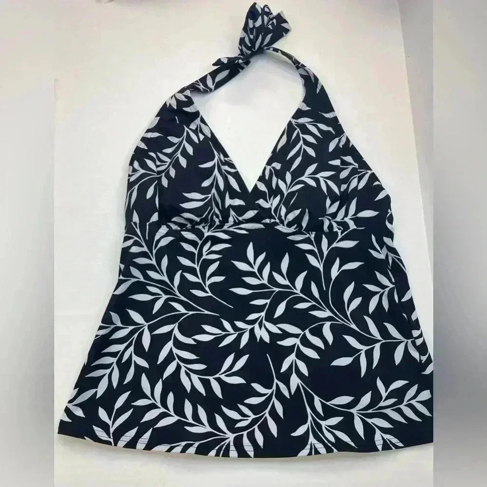 Lands' End Black  Swim halter top/ Tankini Size 4 Summer/Pool/Beach